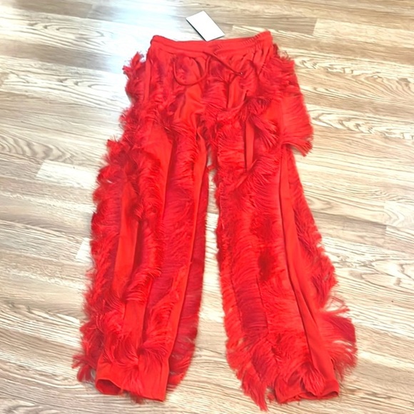 dance Pants - NWT,Latin Dance Pants Tassel Ballroom Dance Red Fringe Rumba Tango Salsa, Size
M